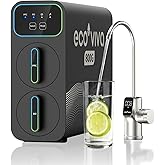 Ecoviva E8 800 GPD Reverse Osmosis Water Filter, 9-Stage Filtration RO System, Undersink Water Purifier, Reduces TDS, 2.5:1 Pure to Drain, Tankless, LED Smart Faucet