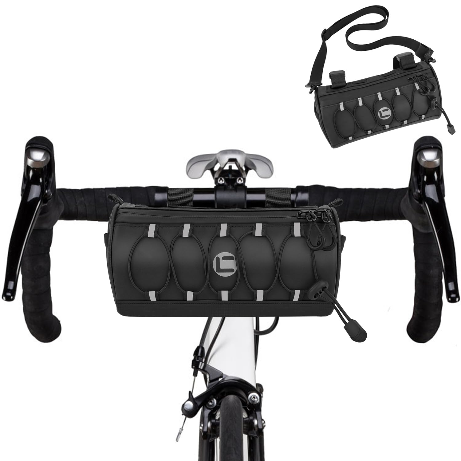 Eyein Bike Handlebar Bag - Waterproof Reflective Bicycle Front Bag, Storage Bike Bags Accessories with Shoulder Strap Removable Straps Zipper for Road Mountain Cycling(Square, 2.7L)