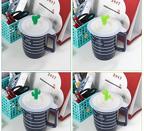 Astra Gourmet 4pcs Silicone Cup Cover Lids, Cute Cactus Drink Top Covers Food Grade for Hot and Cold Drinks, Mugs, Wine Glasses, Bowls