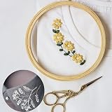 LAMXD 4Pcs Bamboo Embroidery Hoop Set with Gold Eye Needles 4 Sizes 5.1-7.87 in view 4