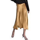 Zeagoo Skirts for Women High Waist Skirt Elegant Midi Skirt Satin