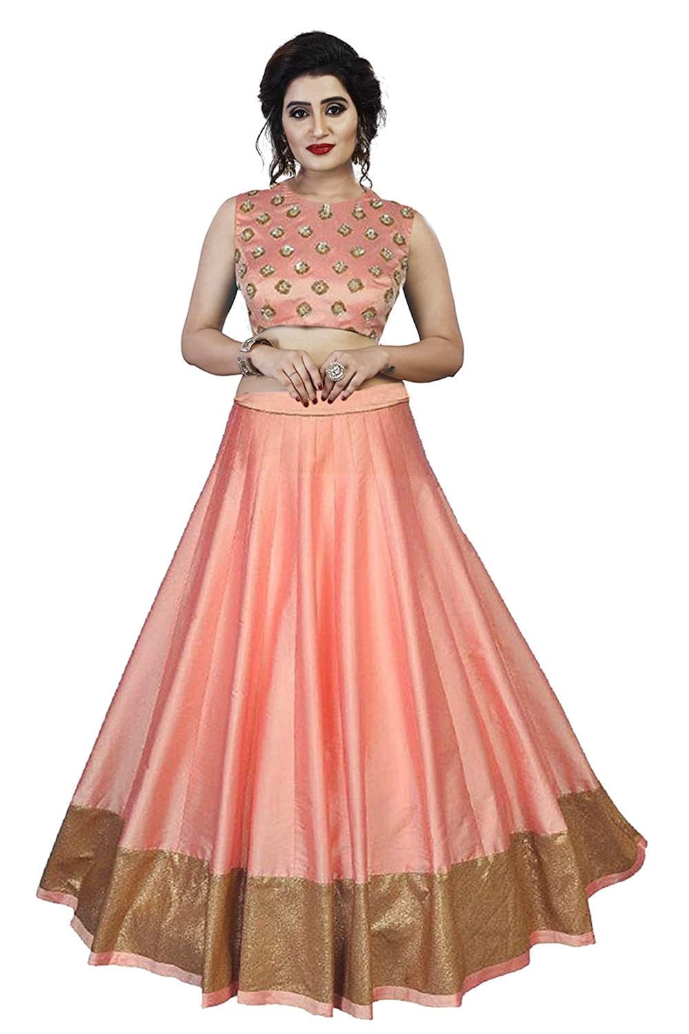 bhurakhiya women's designer banglori satin lehenga choli (orange_semi stitched)