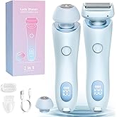 Electric Shaver for Women, 2 in 1 Wet & Dry Silk Glide Pro Shaver with 2 Removable Heads, Rechargeable Electric Razors for Bikini, Pubic Hair, Legs, Body, Blue