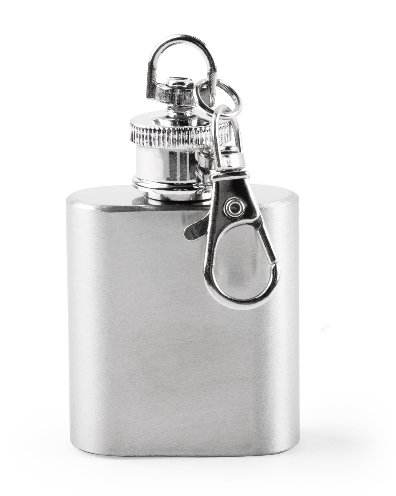 Tycoonest Mini Hip Flask 1oz, Keyring Stainless Steel Flask for Men and Women, Small Portable Pocket Whisky Bottle Silver for Outdoor Party Camping