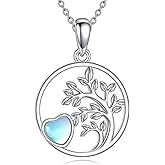 Tree of Life Necklace for Women Sterling Silver Moonstone Pendant Jewelry Gifts for Women