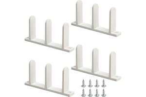 Nkiy Quen 4 Pack Siding Closet Door Floor Guide-Universal ABS Sliding Door Bottom Guide Fit for 1-3/8" Thick Door-White Closet Door Guides for Cabinet Floor with Screws