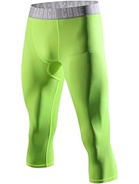 saraca core Men's Teenage Boys Compression Tight Cool Dry Sports Leggings Base Layer 3/4 Capri Shorts Pants