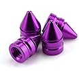 SINGARO Car Tire Valve Caps, 4 Pieces of Universal Aluminum Alloy Tire Trim Accessories Dust Tire Covers for Cars, Trucks, SUVs and Motorcycles(Purple)