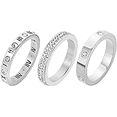 Jarlinwel Love Friendship Ring Cubic Zirconia Gold Ring Sets for Women Stainless Steel Stacking Ring Wedding Statement Thumb Ring Bands