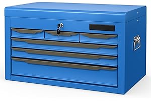 SPORFIT Heavy-Duty Steel Tool Chest with 6 Auto-Locking Drawers & Top Tray, Ball Bearing Slides & EVA Liners, Portable Garage