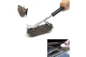 Deluxe Triple Palmyra BBQ Grill Brush (Safe-Contains No Metal Bristles)