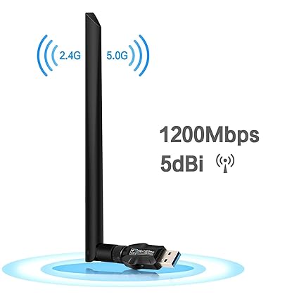 Upow WiFi Adapter, WLAN Stick 1200 Mbps mit 5dBi Antenna Dualband (5 GHz/867 Mbps + 2.4 GHz/300 Mbps) USB 3.0 WiFi Dongle Wir