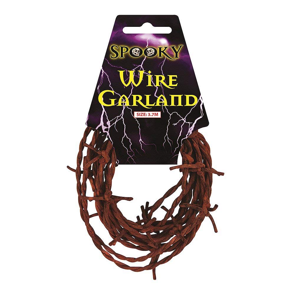 Halloween Fake Rusty Barbed Wire Garland - Size: 3.7metres