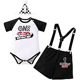 ODOLDI Infants Baby Boys 1st Birthday Racer Costume Outfits Race Car Driver Short Sleeve Costume
