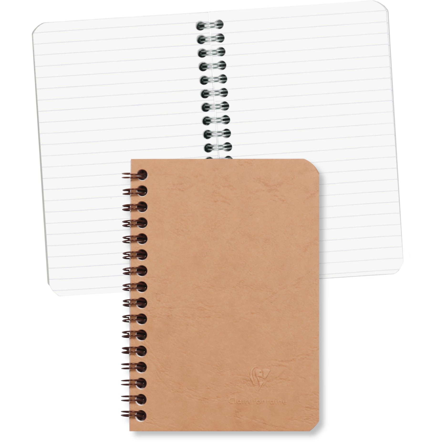 Clairefontaine 78596C - Collection Age Bag - Tobacco Spiral Notebook - 9x14 cm - 100 Lined Pages - 90 g White Paper - Glossy Cardboard Cover Grain Leather