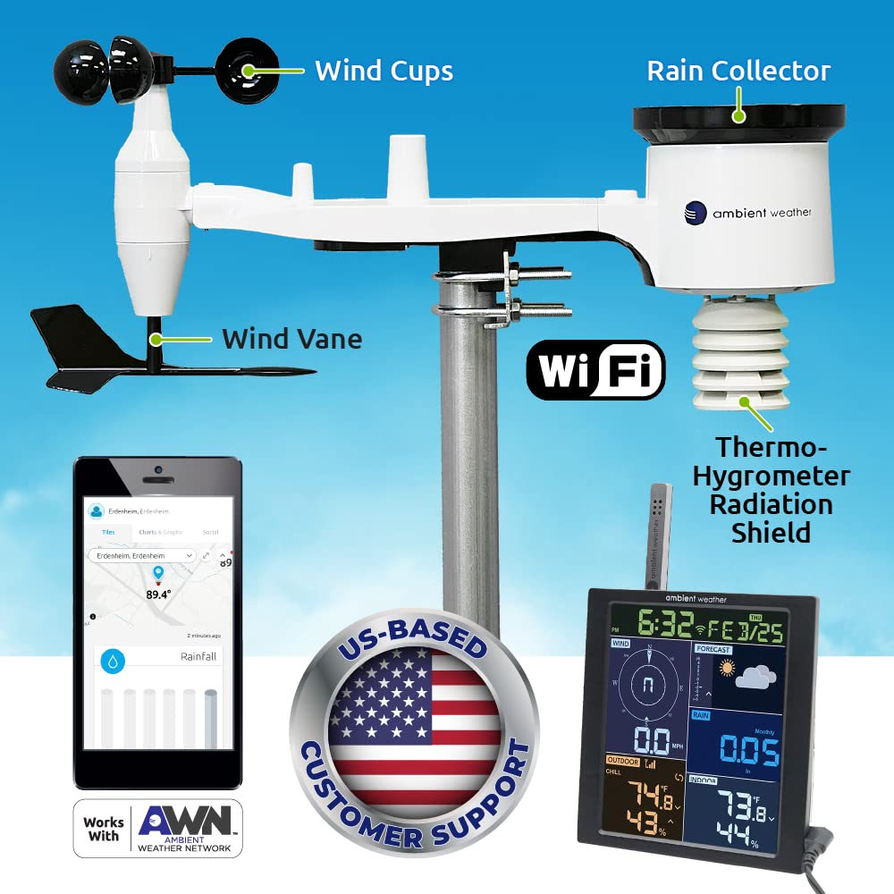 Weather Remote Button Mua Ambient Weather WS-1965 WiFi Weather Station w/Remote Monitoring ...