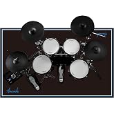 Aucuda Drum Rug 4x4ft Drum Mat Outdoor, Tightly Woven Fabric Cool Drum Set Carpet with Non-Slip Grip Bottom, Electric Drum Accessories for Bedroom, Studio, Apartment, Soundproof, Guitar, No Crease.