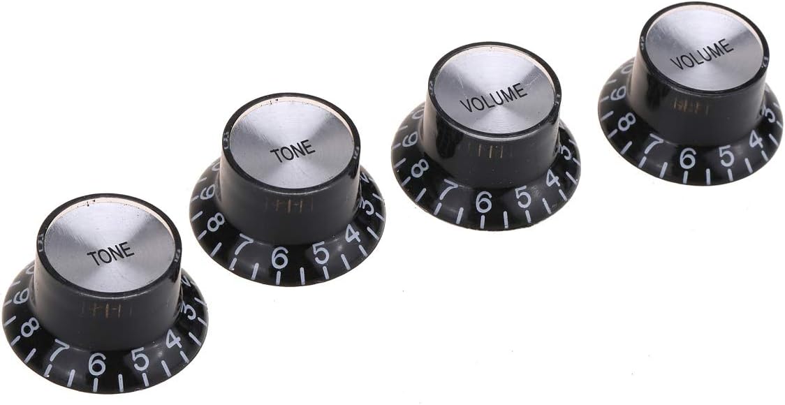 Musiclily Pro Left Handed Metric Size Guitar Top Hat Bell 2 Volume 2 Tone Reflector Knobs Set Compatible with Epiphone Les Paul SG Style