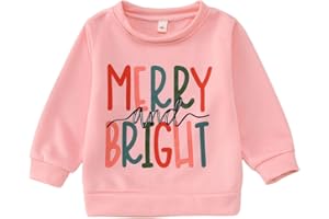AG AGUU Christmas Sweatshirt for Toddler Boys Girls Merry and Bright Pullover Shirts Crew Neck Tops Long Sleeve Clothes