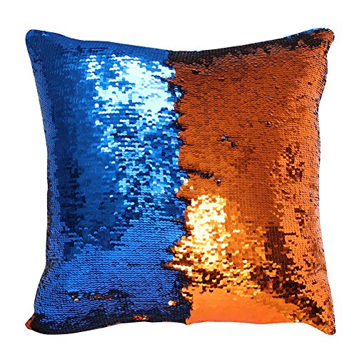 image for Mermaid Pillow Case, Play Tailor Magic Reversible Sequin Pillow Cover 