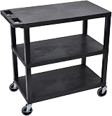 Luxor Black 18x32 Utility Cart with 3 Flat Shelves - Durable & Versatile view 1