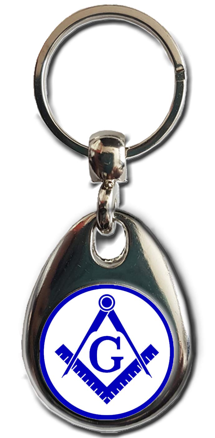 KAZMUGZ FREEMASONS EMBLEM LOGO KEYRING. Heavy quality metal gift keyring. Double sided keychain. Masonic Masons Gift
