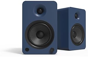 Kanto YU6 Powered Speakers with Bluetooth and Built-in Phono Preamp | 200W Peak Power | 1" Silk Dome Tweeter and 5.25" Kevlar Driver | Auto Standby and Startup | Remote Included | Pair | Matte Blue