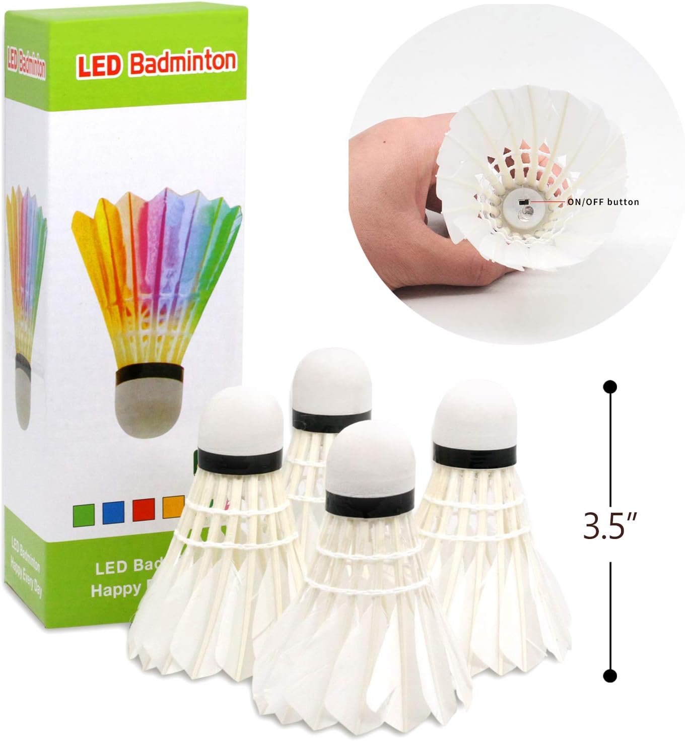 Novelty Place Led Badminton Shuttlecock Set Birdies for Yard Games, Outdoor Indoor Sports Toys (4 Pack) : Garden & Outdoor