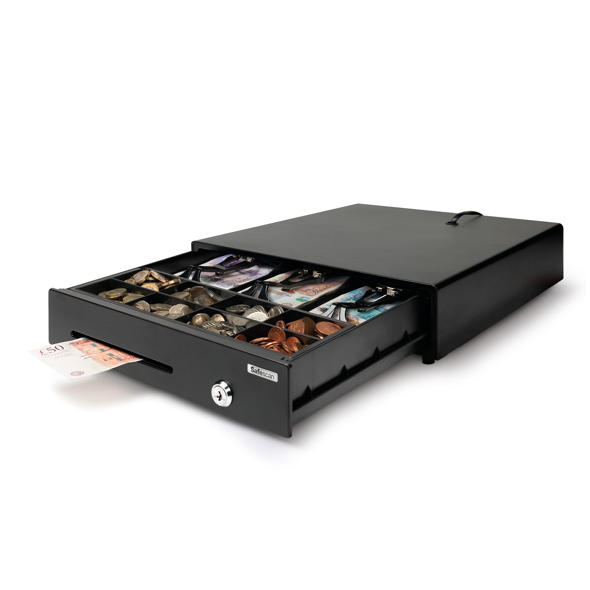 Safescan LD-3336 Light-Duty Cash Drawer that Safely Stores Your Cash - Till Drawer with 3 Note and 8 Coin Slots - Cash Till with RJ-12 Connection - Compact Cash Register Drawer of 33 X 36 X 10 cm