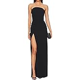 SHESEEWORLD Women's Strapless High Slit Corset Maxi Dress Formal Elegant Backless Floral Wedding Guest Evening Gown