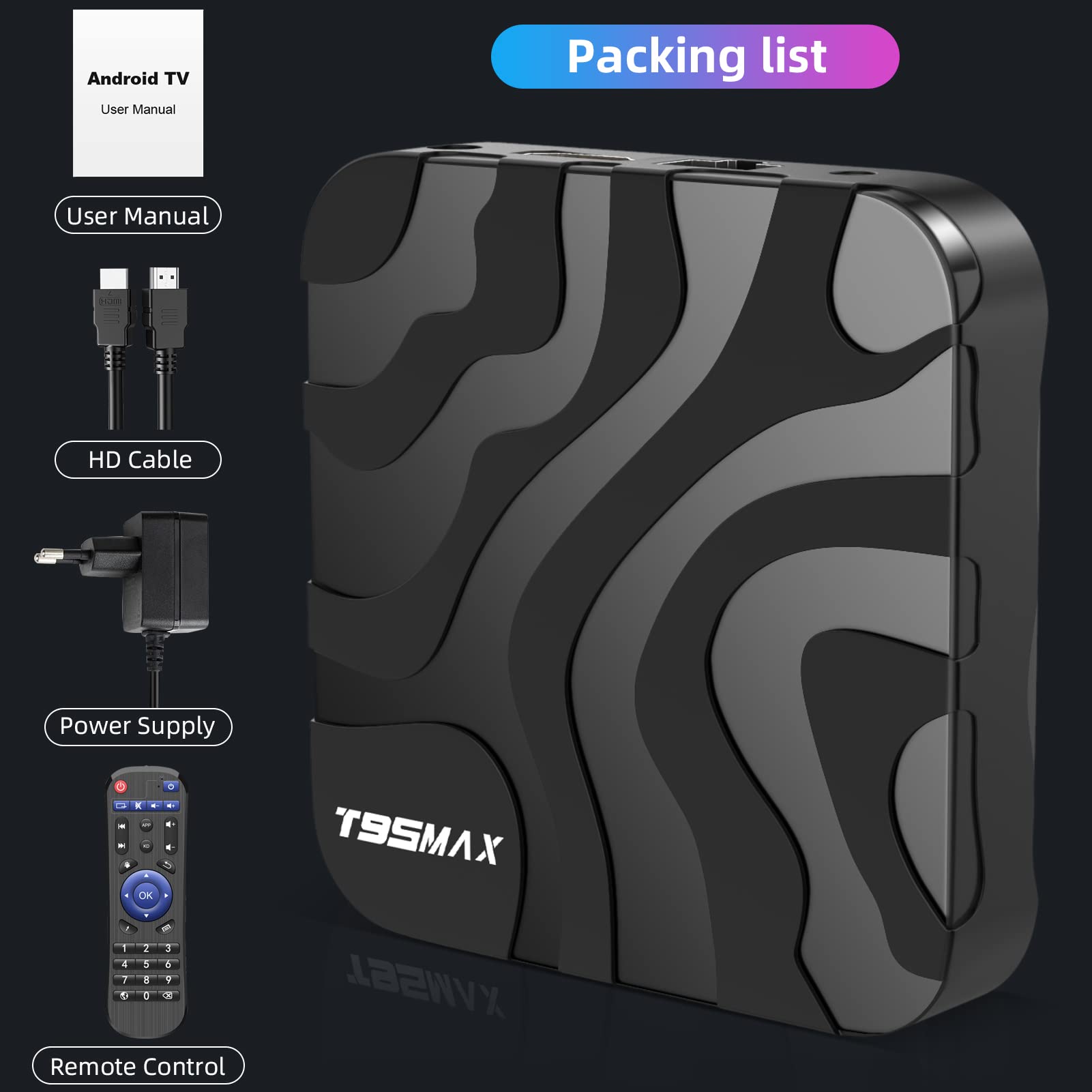 Android 12.0 TV Box, Android Box with H618 Quadcore 4GB RAM 32GB ROM Supporting 2.4G/5.0G Dual WiFi BT 4.0 6K Utral HD 3D H.265 TV Box