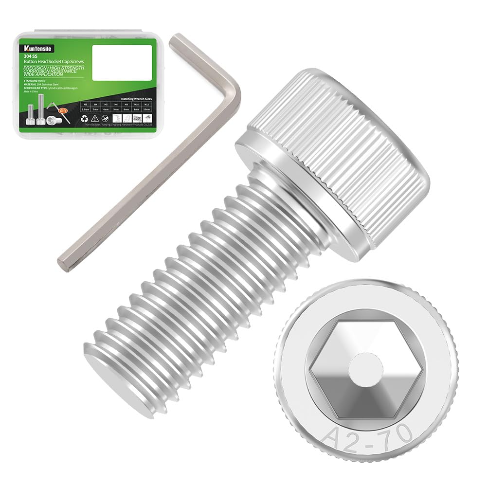 Photo 1 of 100 Pcs M5x10mm Hex Socket Cap Head Screws Bolts - 304 Stainless Steel Metric Machine Screws with Hex Spanner DIN912