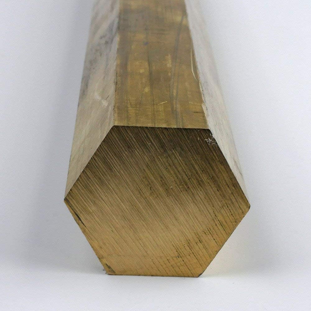 OnlineMetals - 360 Brass Hex Bar, Unpolished (Mill) Finish, Extruded, H02 Temper, ASTM B16, 0.625" Across Flats, 12" Length