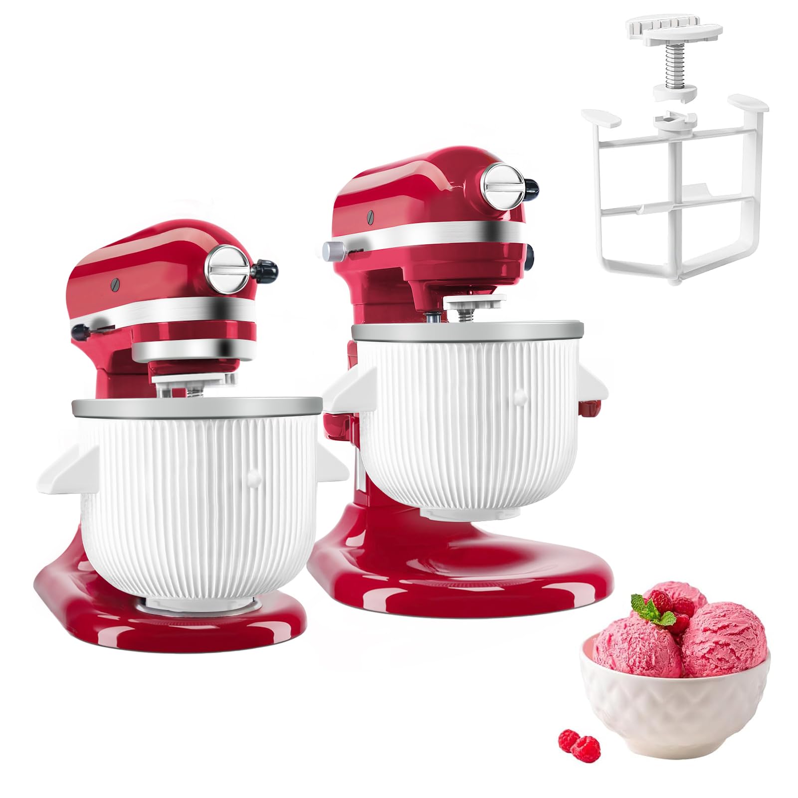 Ice Cream Maker Attachment for Kitchenaid Stand Mixer - Compatible with 4.5 Qt and Larger Stand Mixers - 2 Quart Frozen Yogurt - Ice Cream & Sorbet Gelato Maker
