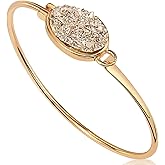 Humble Chic NY Simulated Druzy Cuff Bracelets for Women - Boho Stackable Bangle Bracelet, Plated in Gold, Silver, or Rose Gold Tone with Oval Stone