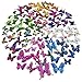 Double Wings 96 x Pcs 3D Butterfly Wall Stickers Colorful DIY Removable Art Decor Crafts for Nursery Classroom Offices Kids Girl Boy Baby Bedroom Bathroom Living Room Magnets and Sponge Glue 8 Color