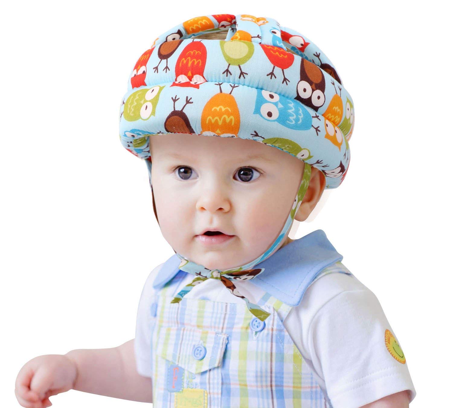 Baby Toddler Protective Cap, Adjustable Size Baby Learn to Walk Or Run Soft Safety Helmet, Infant Anti-Fall Anti-Collision Head Protection Hats, for Children from 6 Months~6 Years Old (Blue Pecker)