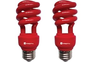 XTRICITY CFL Compact Fluorescent Red Light Bulbs Colored Light Bulb, T2 Spiral, 13W (60 Watt Equivalent), E26 Medium Base red Light Bulbs Indoor/Outdoor 120V, UL Listed, Red (2 Pack)