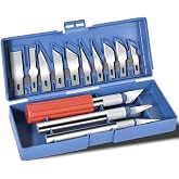 13‑Piece Exacto Knife Set, Precision Craft Kit with Assorted Blades | Hardened steel blades produce clean burr‑free cuts; perfect for pumpkin carving, model building, vinyl and paper crafts.
