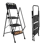 LEADALLWAY 3 Step Ladder with Handrails Lightweight
