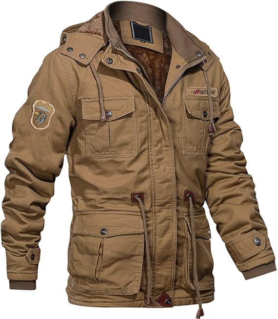 Amazon Magcomsen メンズ 冬用カーゴジャケット マルチポケット付き 厚手 ミリタリージャケット コットンパーカージャケット 取り外し可能なフード付き コート ジャケット 通販