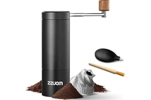 ZZUOM Manual Coffee Grinder, Hand Coffee Grinder for Travel Camping, 12 Adjustable Settings Manual Coffee Bean Grinder, Portable Manual Burr Coffee Grider (Black)