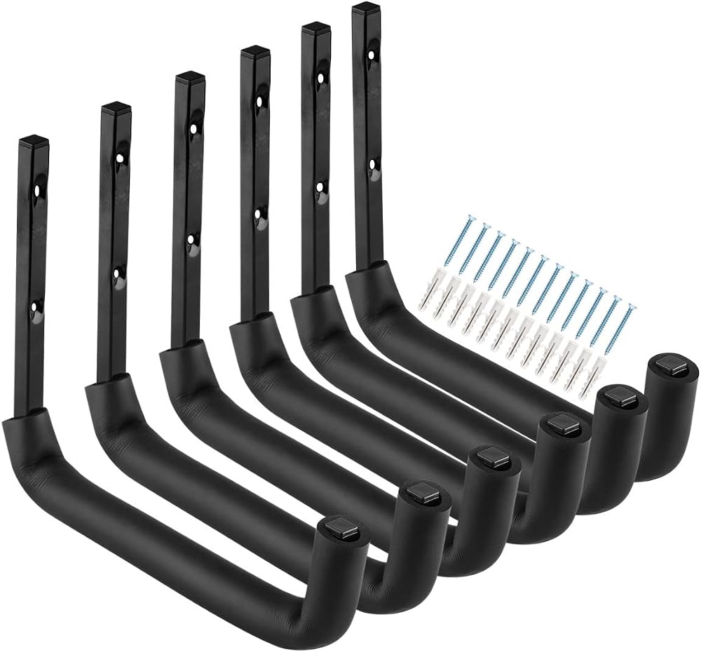 Heavdace Garage Hooks 25 cm Heavy Duty Wall Mount Storage Hangers 6 Pack