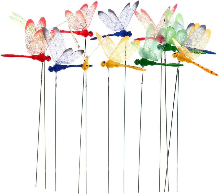 Decorative Garden Stakes - 36 Pack 3D Dragonfly Garden Decor Dragon Fly Garden Stakes Dragonflies Garden Ornaments Patio Decoration Dragonfly Stakes with Sticks, 4 Colors