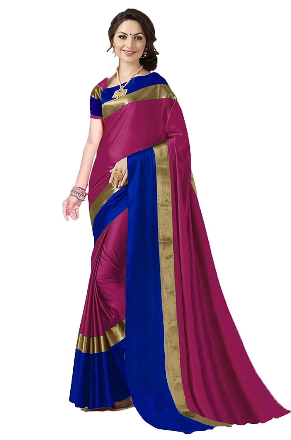 anni designer indian women's cotton silk festive saree with blouse piece