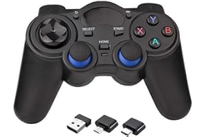 RARELEMON USB Wireless Gaming Controller Gamepad for PC/Laptop Computer(Windows XP/7/8/10) & PS3 & Android & Steam (Black)