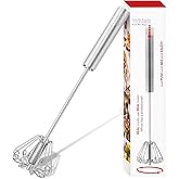 Qukaka Hand mixer egg beater,stainless steel semi automatic whisk,egg spinner,wisking tool,whipped cream dispenser,easy whisks for cooking,Beating&Stirring(12in)