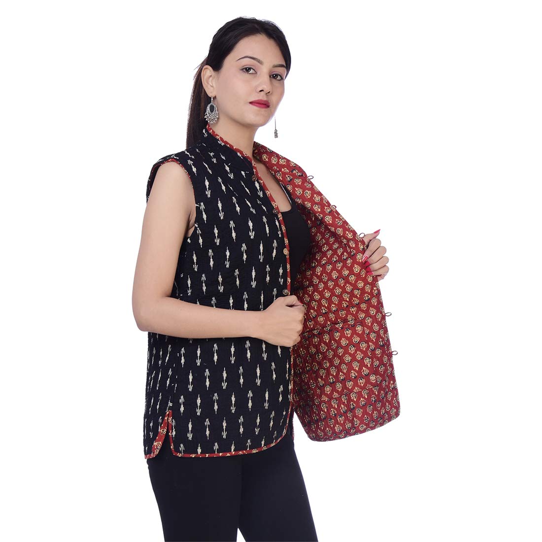 casual quilted cotton jacket printed jacket quilted reversible jacket red and black