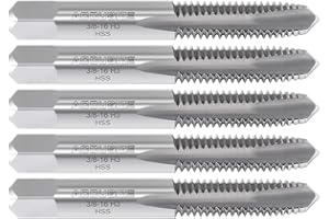 Accusize Industrial Tools 5 Pcs 3/8-16Nc H.S.S. Spiral Point Taps, 3 Flutes, American Standard, Fully Ground, Spt-3/8-16x5