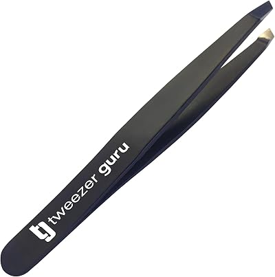 Tweezer Guru Eyebrow Tweezers Slanted Stainless Steel Precision 3.75"